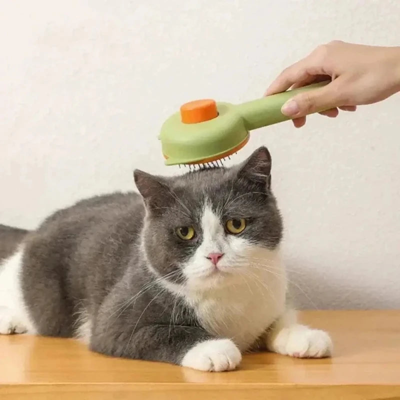 Brosse autonettoyante pour chat, verte ou rose