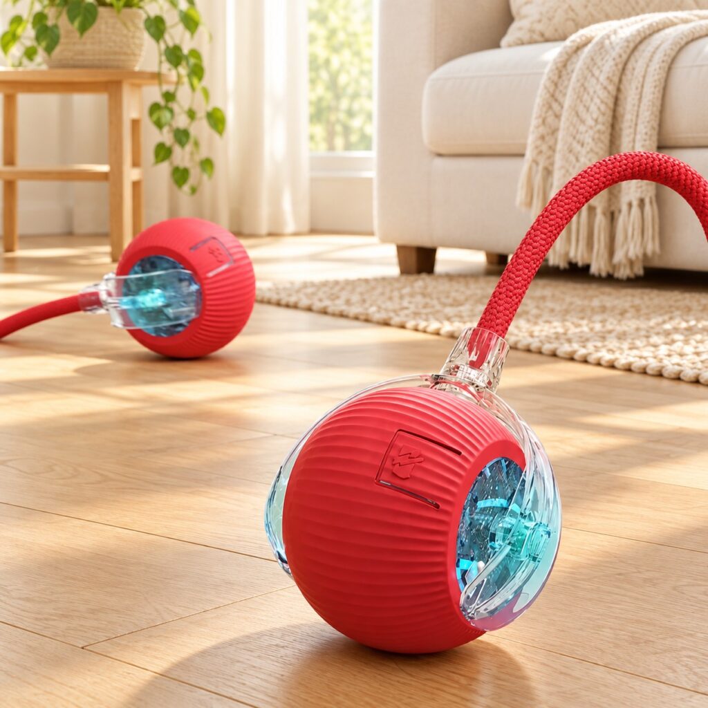 Balle interactive rouge Rolling Ball pour chat